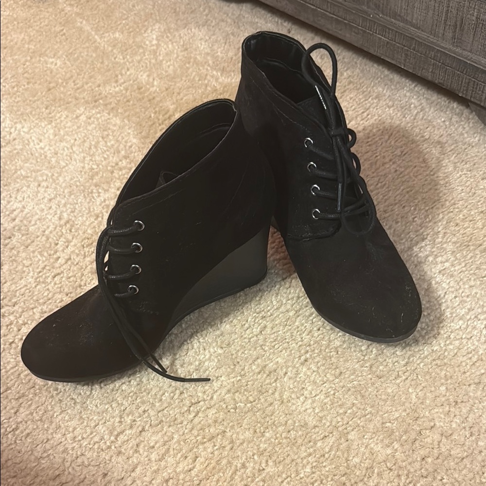 Black Wedge Ankle Boots